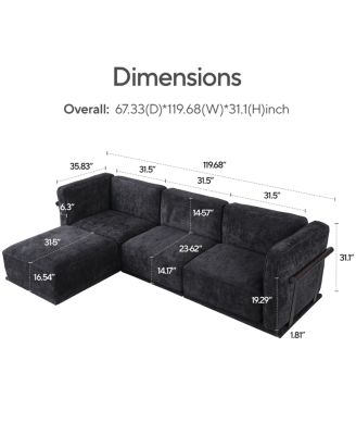Fashionable modular chenille sofa with iron and wood frame