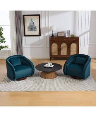 Velvet Swivel Accent Chair, 360-Degree Comfy Pumpkin-Shaped Chair
