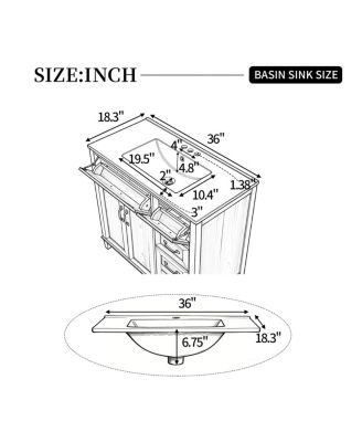 36" Modern Natural Bathroom Vanity with Ceramic Sink, Soft-Close Drawers, Double Door Cabinet, Ample Storage for Bathroom