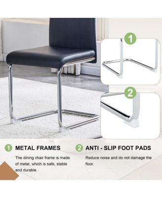 Streamdale 4-Pack Black PU Upholstered Dining Chairs with High-Back and Chrome Legs