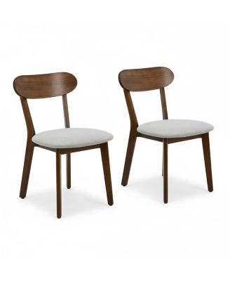 Solid Wood Dining Chairs Set of 2, Mid Century Modern Upholstered Kitchen Chair