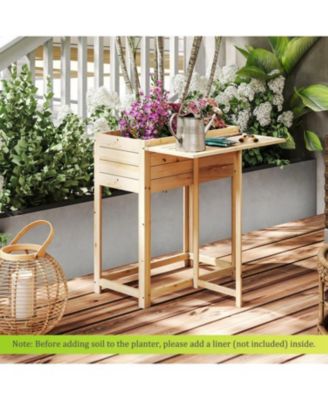 Raised Garden Planter with Legs and Side Table for Patio