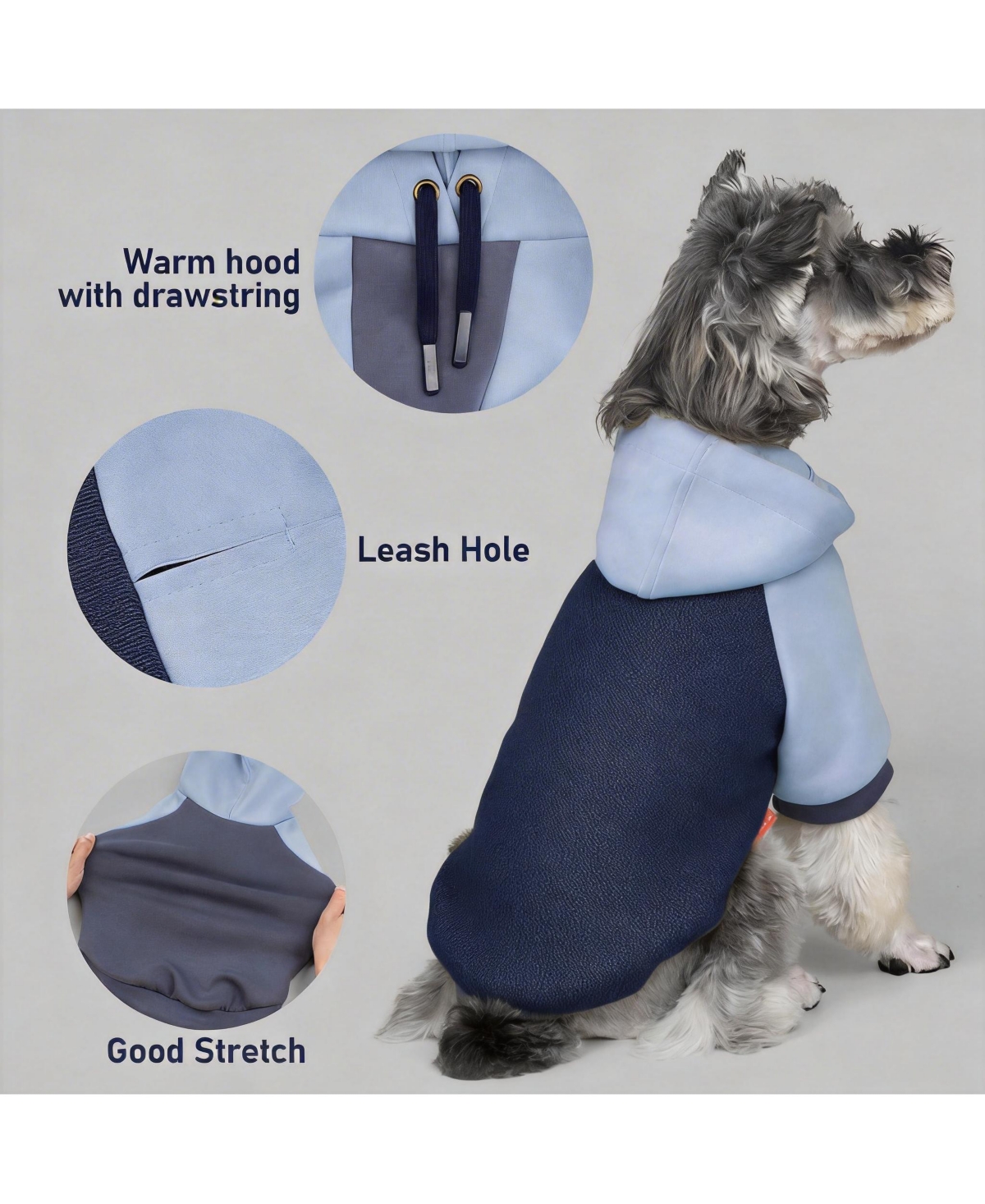 Aronkl Dog Hoodie Stretchy Warm Pet Sweatshirt with Leash Hole Soft Comfort Winter