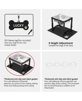 Elevated Dog Water Bowl 4 Adjustable Heights Stainless Steel Stand for Breeds Joint Support