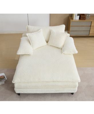 Oversized Corduroy Chaise Lounge Sofa Bed with Pillows
