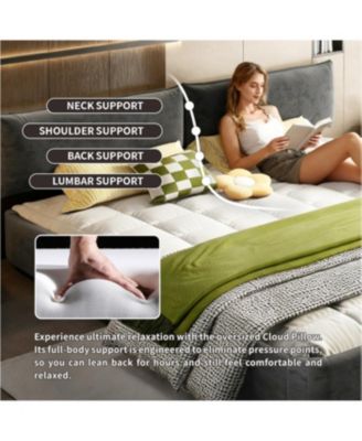 King Size Cloud Bed Frame with Oversized Padded Headboard
