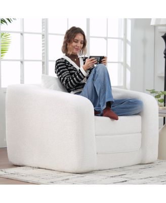 Convertible Chenille Sofa Bed with Pillow - Single Seater