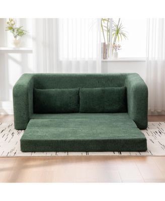 71" 2-in-1 Pull Out Loveseat Sofa Bed with Pillows