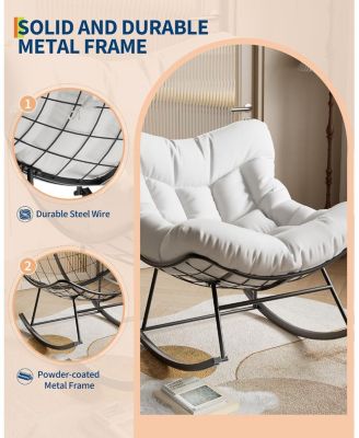 Grand Patio Rocking Chair Outdoor, Rocking Chair, Oversized Lounge Chair with Sturdy Metal Frame, Patio Rattan Egg Rocker