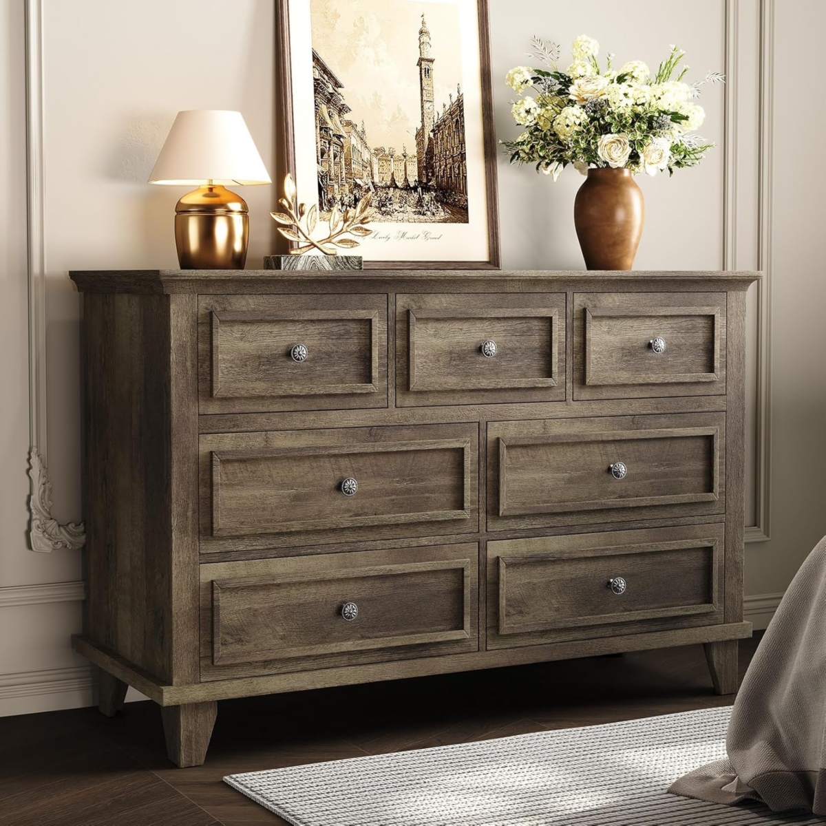 gaomon 7-Drawer Dresser for Bedroom, 47" Wide Wooden Chest with Deep Drawers