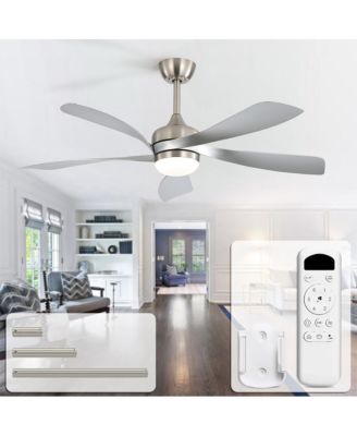 52-inch Modern Sand Nickel 5-Blade Ceiling Fan with Remote Control and LED Light