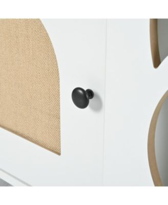 Cat Litter Box Cabinet with Scratching Door