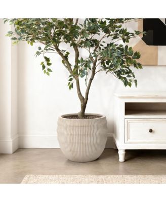 17.5" Dia Round Planter, Large Pots for Plants with Drainage Hole, Modern Wavy Textured Decorative Planter Pots for Indoor Plants