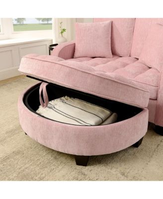  two-seater sofa chaise longue with storage footrest and two pillows