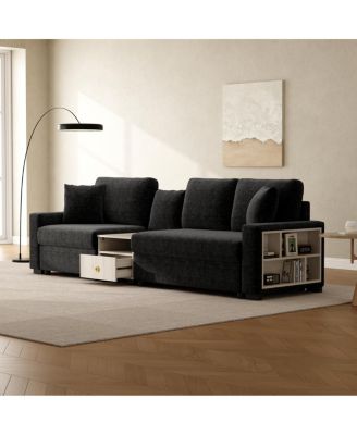 Modern 111.8" Modular Upholstered 3-Seater Sofa Couch with Storage