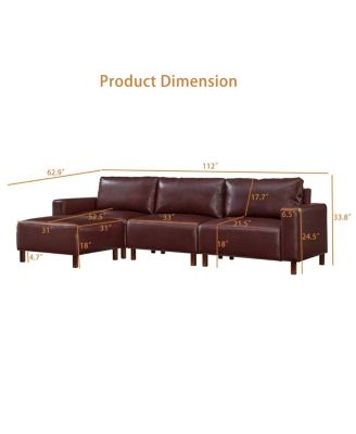 Streamdale Modern Luxury Sectional Sofa Couch Quality Upholstery PU Leather