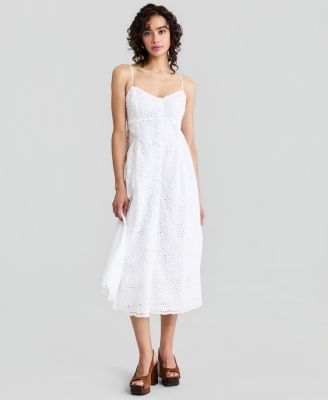 Women's Cotton Eyelet Back-Cutout Dress