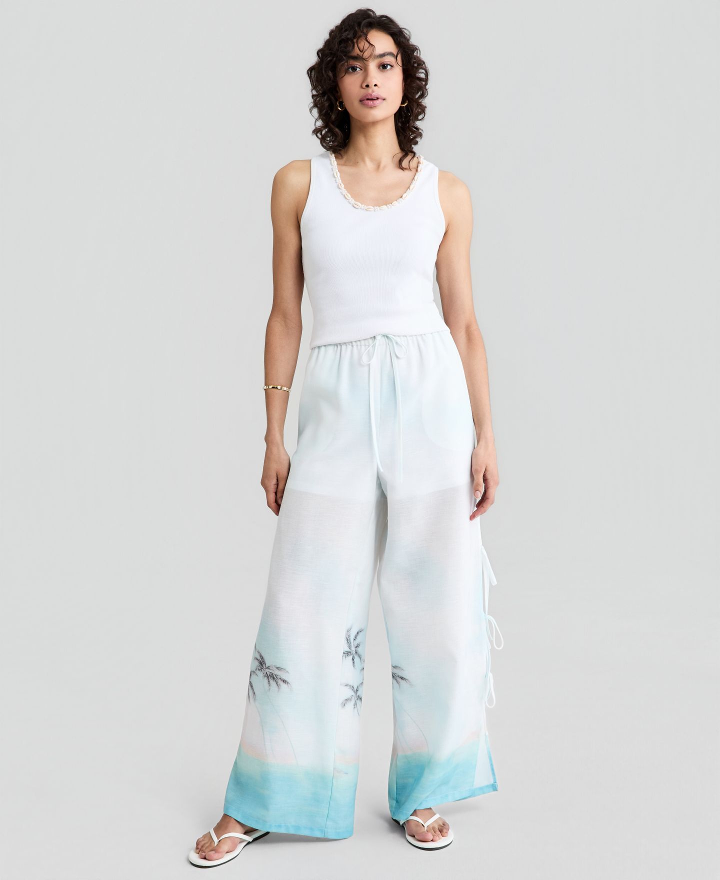 Женский топ And Now This Seashell-Trim Scoop-Neck, цвет: Яркий белый — фото 4