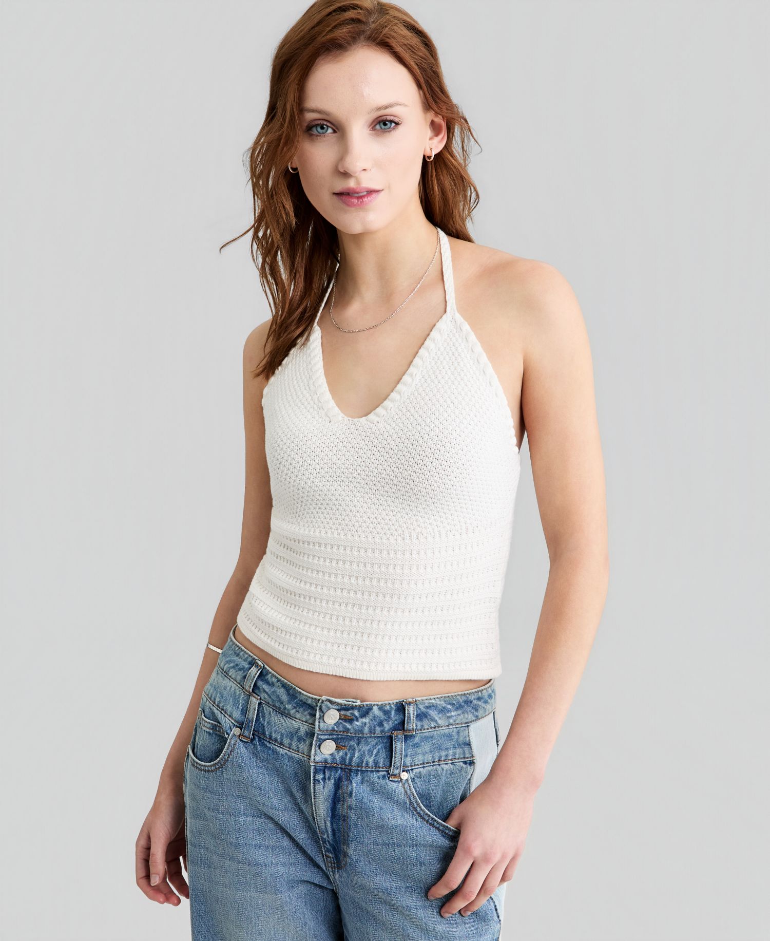 Women's Halter V-Neck Knit Tank Top