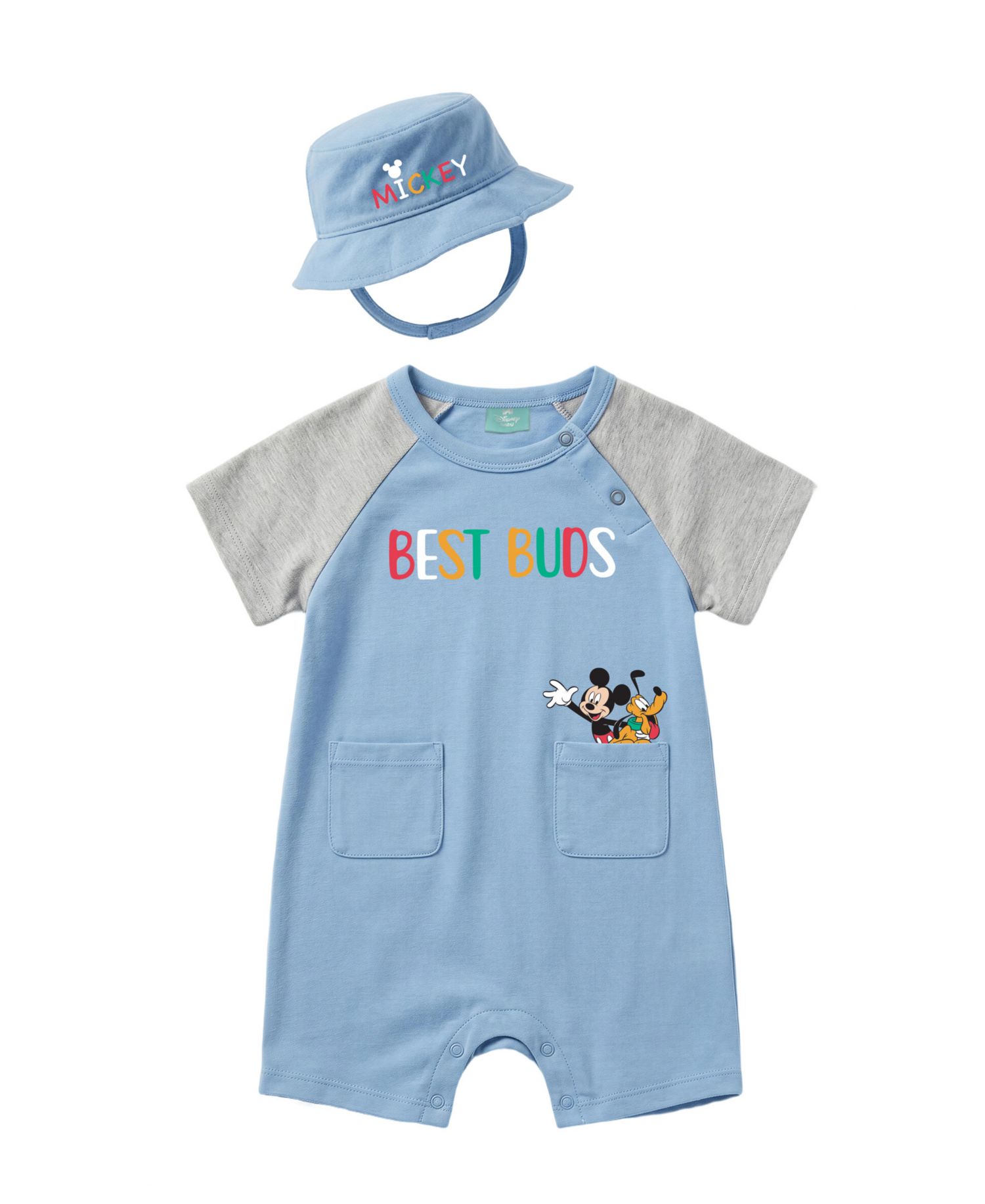 Baby Boys' Mickey Print Romper and Hat, 2-Piece Set