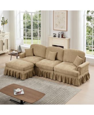 Mid Century Modular Sectional Sofa with Ottoman