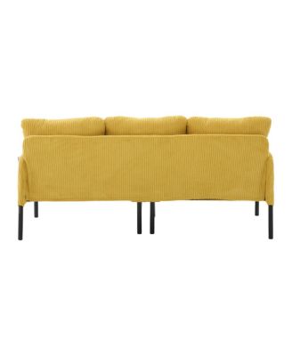Streamdale Oversized Corduroy Loveseat Sofa with Metal Legs & Side Pockets