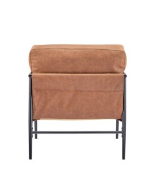 Modern Accent Chair with Metal Frame & Wooden Armrest