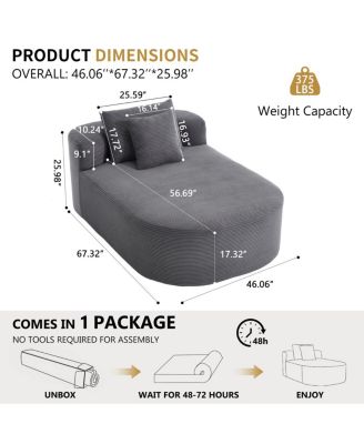 67.5" Indoor Corduroy Oversized Sleeper Sofa with Deep Seat Lounge