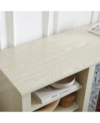 Mantel Stone TV Media Stand with Faux Stacked Stone Surround