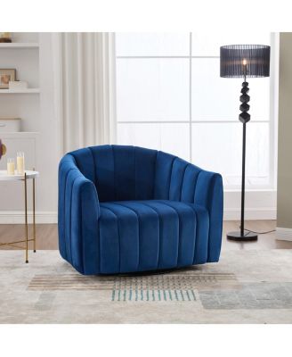 Upholstered 360° Swivel Accent Barrel Chair and Half Cozy Sofa with 3 Pillows