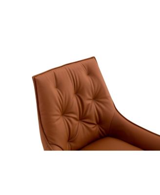 Dining Chairs Set of 2, Camel Faux Leather, Mesh Metal Legs