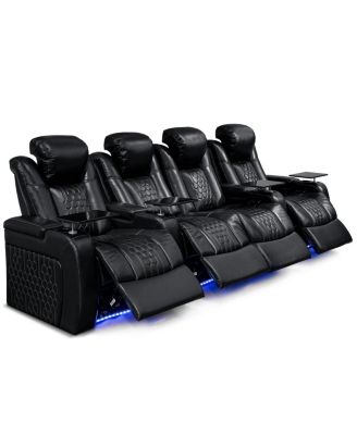 Power Recliner 4 PC, Top-Grain Nappa, Adjustable, Smart Charging, RGB LED