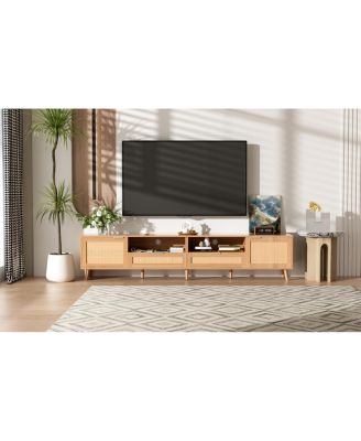 Rattan TV Stand for TVs up to 90", Modern Farmhouse Media Console