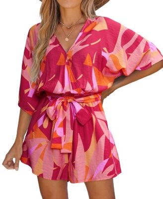 Women's Pretty Peach Geo Romper