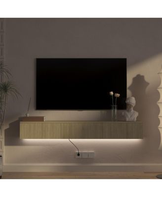 Floating TV Stand with 16 Color LEDs, Modern Entertainment Center
