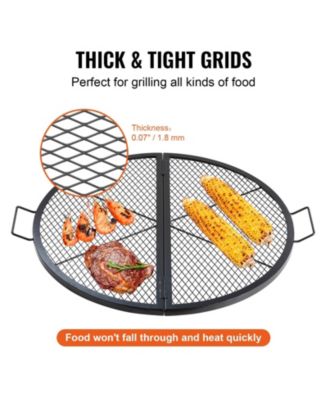 36 Inch Foldable Fire Pit Grill Grate, Heavy Duty Steel Campfire Cooking Grid with Handles