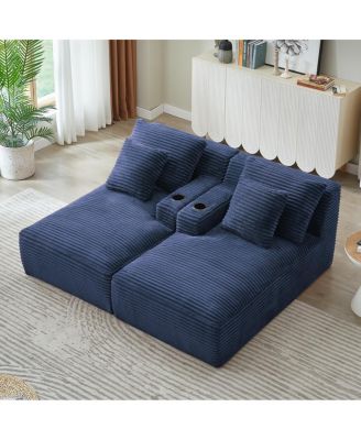  Compressible double chaise lounge with cupholders - No Assembly Required