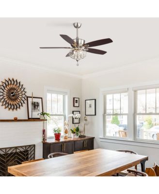 52-inch Modern Farmhouse Brown 5 - Blade Ceiling Fan with Crystal Accents