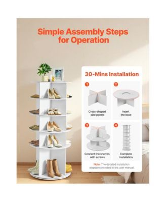 5-Tier Rotating Shoe Rack 360&deg; Spinning Carousel