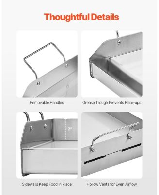 17 x 13 Inch Stainless Steel Griddle Plate for Gas Grill with Handles