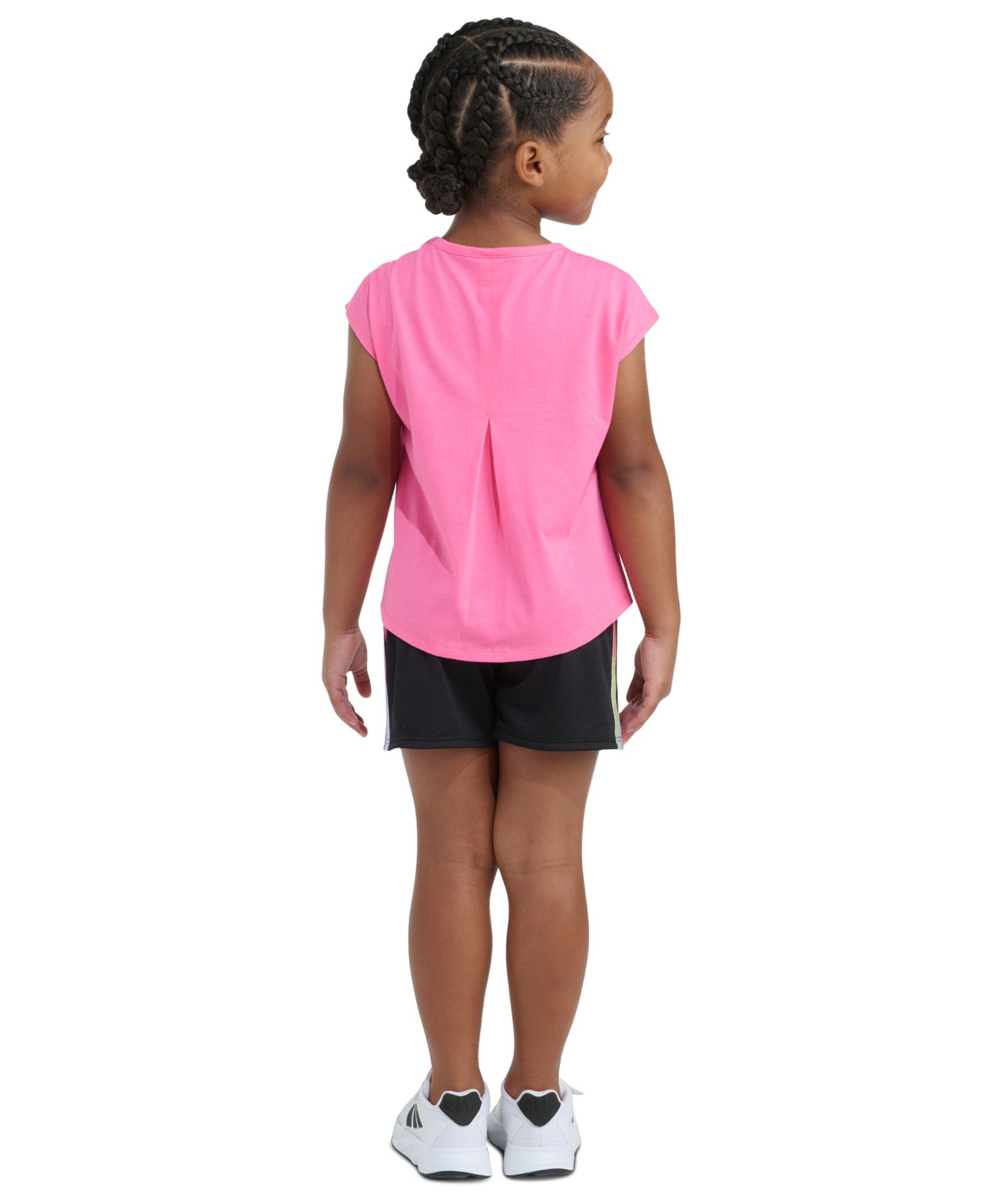 Girls' 2T-6X Short-Sleeve Back Pleated T-Shirt and Mesh Shorts, 2-Piece Set