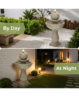 Decorative Garden Birdbath Fountain, Resin Water Feature with Pedestal Design