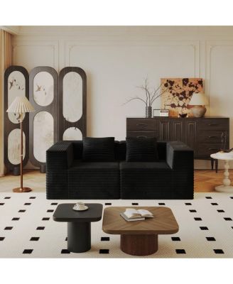 Plush Corduroy Modular Sectional Sofa - Flexible, Comfortable, No Assembly