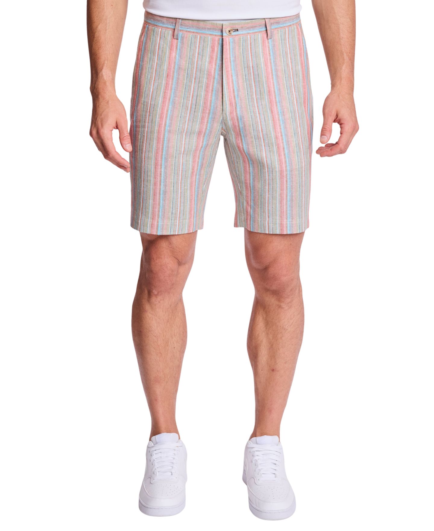 Мужские шорты Paisley & Gray Striped Slim-Fit, цвет: Океанский коралловый полосатый — фото 1