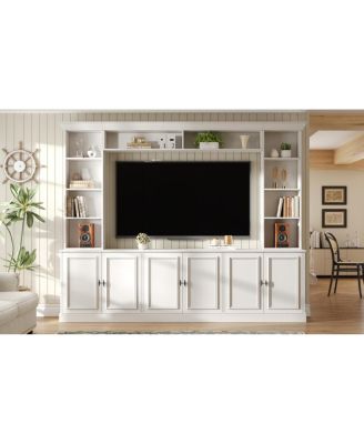 97.4"W 4-Piece Wall Unit Entertainment Center with Bookshelf for TVs Up to 70".