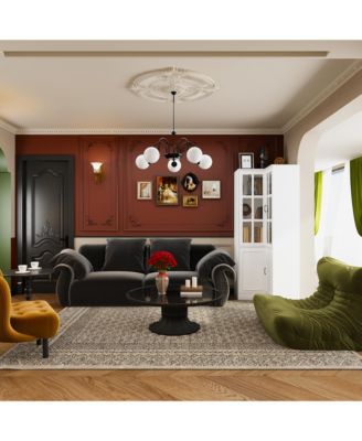 5-Shelf Wood Corner Standard Bookcase with Adjustable Shelves