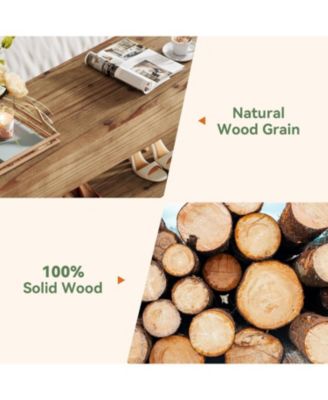 47.24" Solid Wood Entryway Bench, 2-Tier Narrow Rustic Wooden Shoe Bench