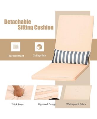 Set of 2 PE Rattan Chaise Lounge Chair Armrest Recliner Adjustable Pillow