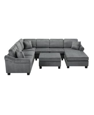 U-Shaped Sectional Sofa with Ottoman