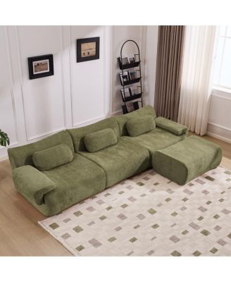  Modular Combination Armchair, Bamboo Joint Shape, 3+1 Seater Chenille Deep-Seat